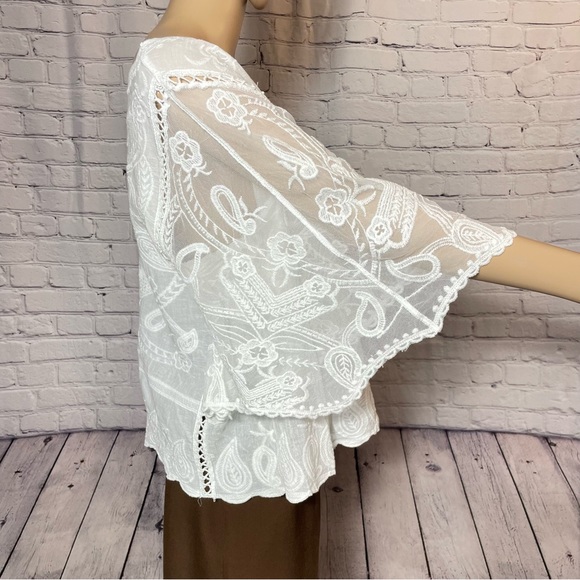 NWT New Amber Skies White Embroidered Boho Top Size XL - Picture 3 of 10